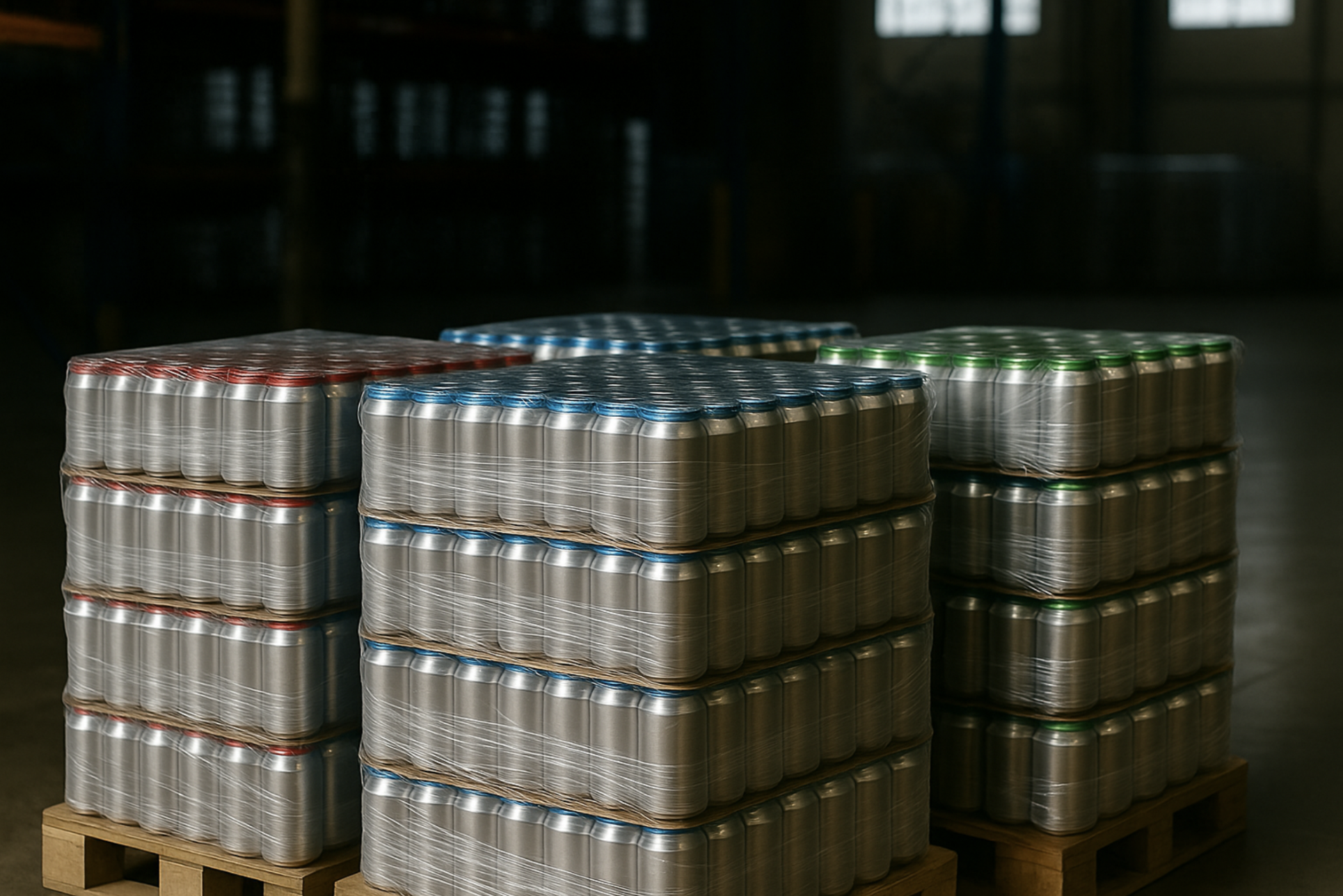 Palletized canned drinks